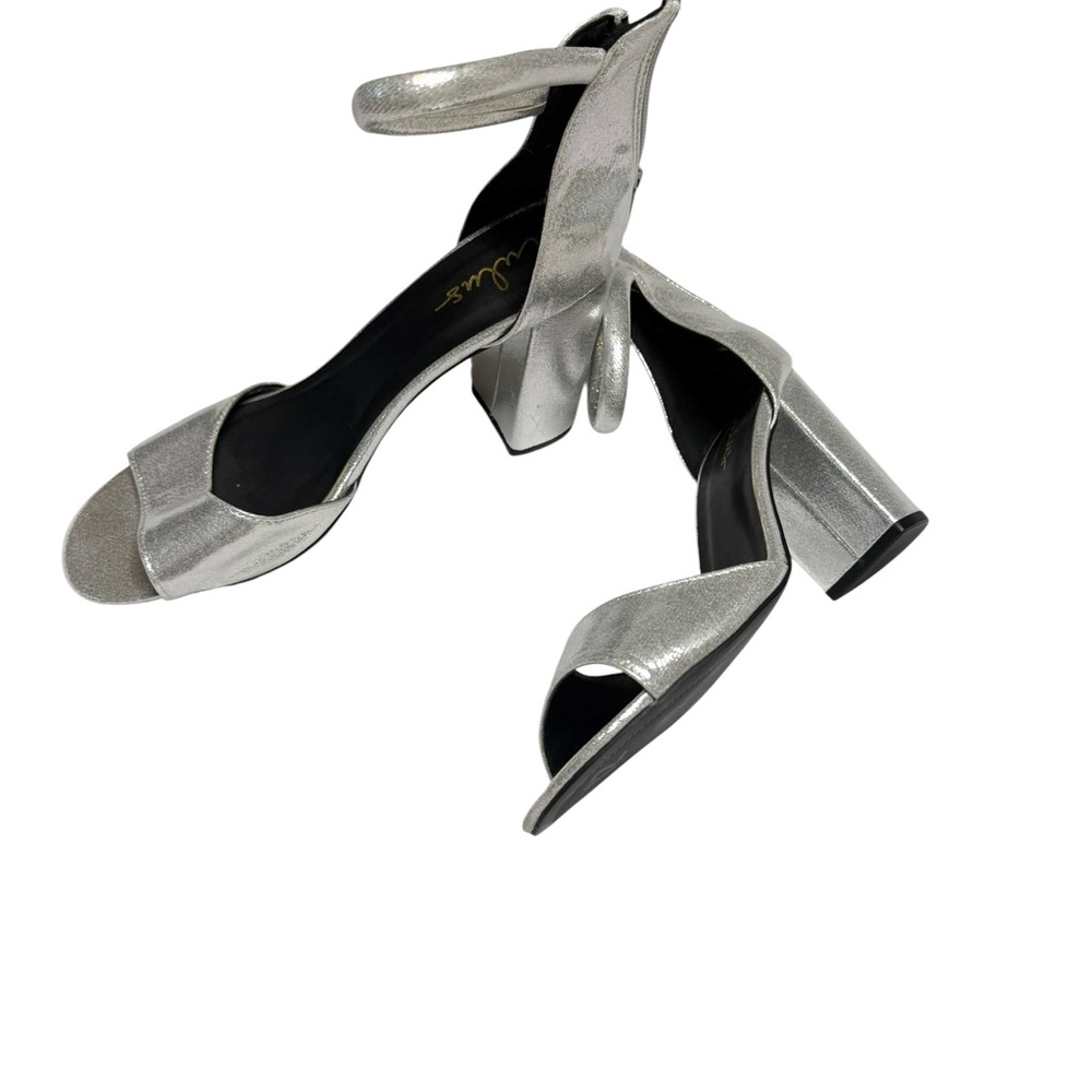 Lulus Shiny Metallic Silver Women's Chunky High Heel Sandals